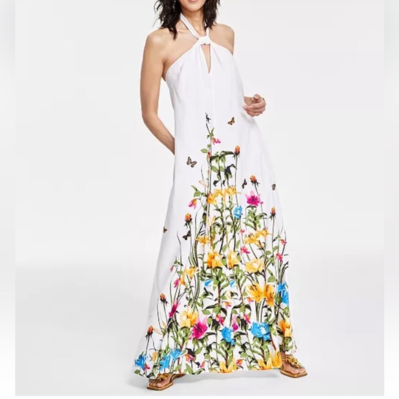 INC International Concepts Dresses & Skirts - I.N.C. International Concepts Women's Halter-Neck Keyhole Printed Dress Size M